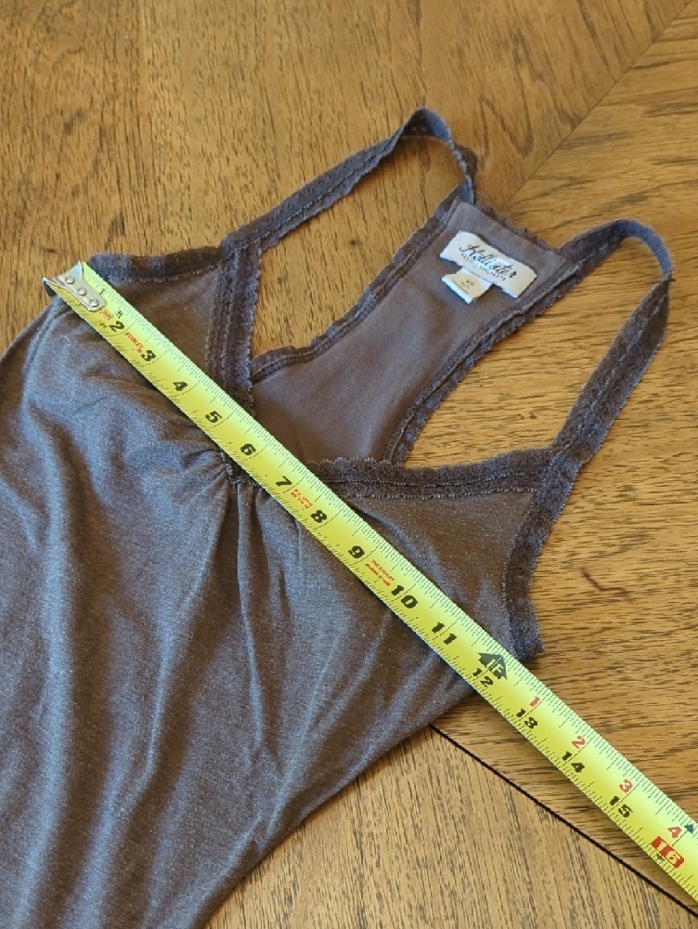 Y2K Hollister Women's Brown Lace-Trim Racerback Camisole Tank Top - Picture 4 of 8